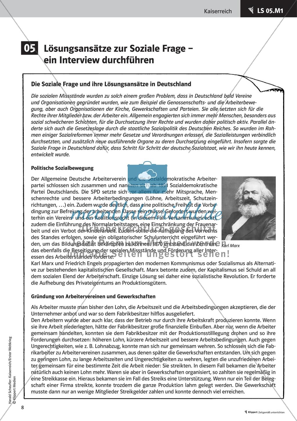 Fertige Unterrichtsstunden zum Kaiserreich: Die Soziale Frage Preview 10