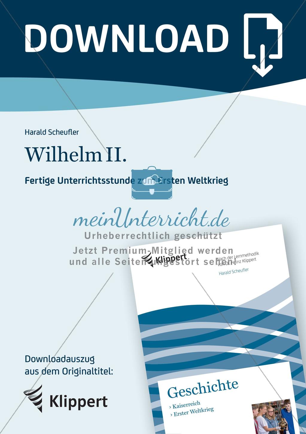 Fertige Unterrichtsstunde zum Ersten Weltkrieg: Wilhelm II. Preview 1