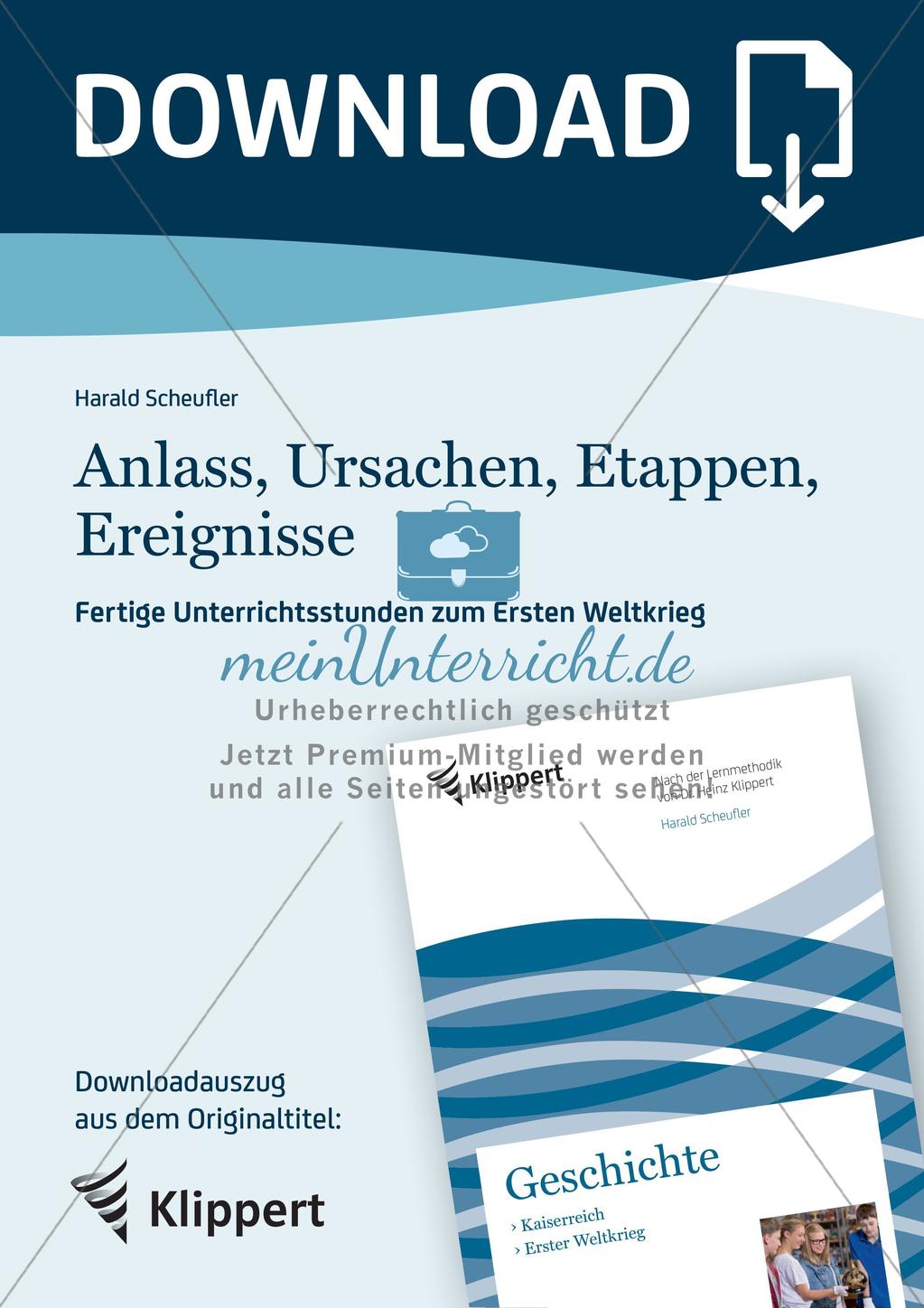 Fertige Unterrichtsstunden zum Ersten Weltkrieg: Anlass, Ursachen, Etappen, Ereignisse Preview 1