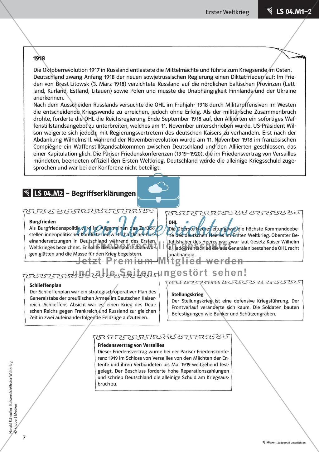 Fertige Unterrichtsstunden zum Ersten Weltkrieg: Anlass, Ursachen, Etappen, Ereignisse Preview 9