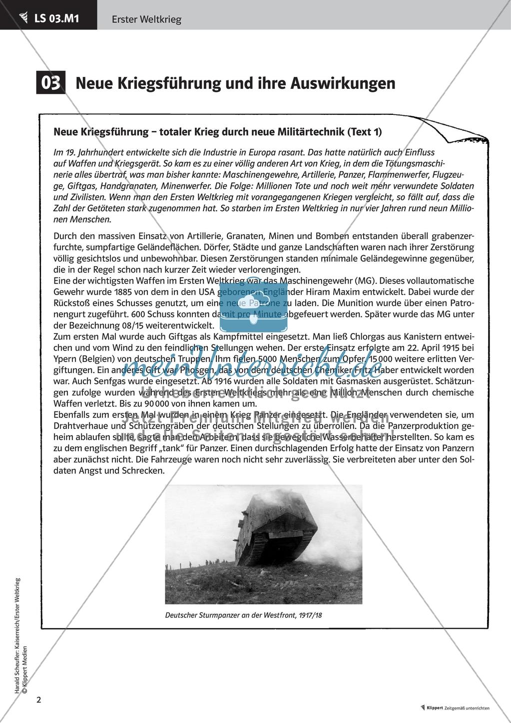 Fertige Unterrichtsstunden zum Ersten Weltkrieg: Der Krieg und seine Folgen Preview 4