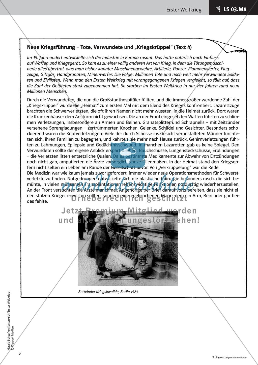 Fertige Unterrichtsstunden zum Ersten Weltkrieg: Der Krieg und seine Folgen Preview 7