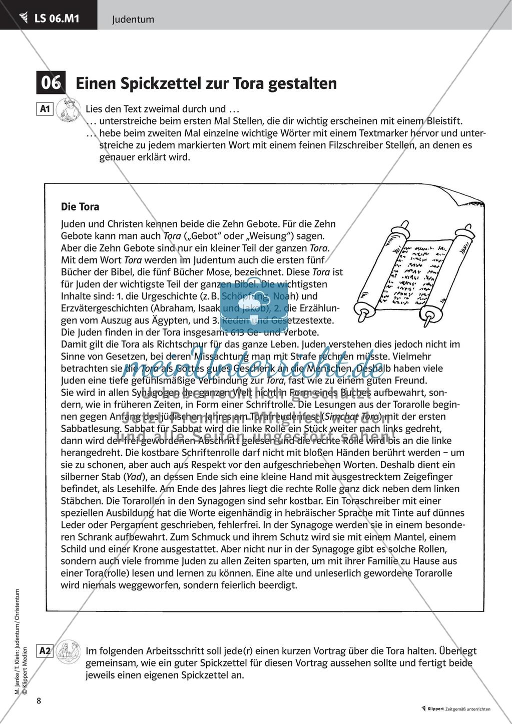 Fertige Unterrichtsstunden zum Judentum: Jüdische Geschichte, Sabbat, Tora Preview 10