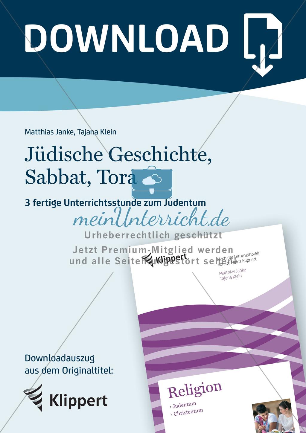 Fertige Unterrichtsstunden zum Judentum: Jüdische Geschichte, Sabbat, Tora Preview 1
