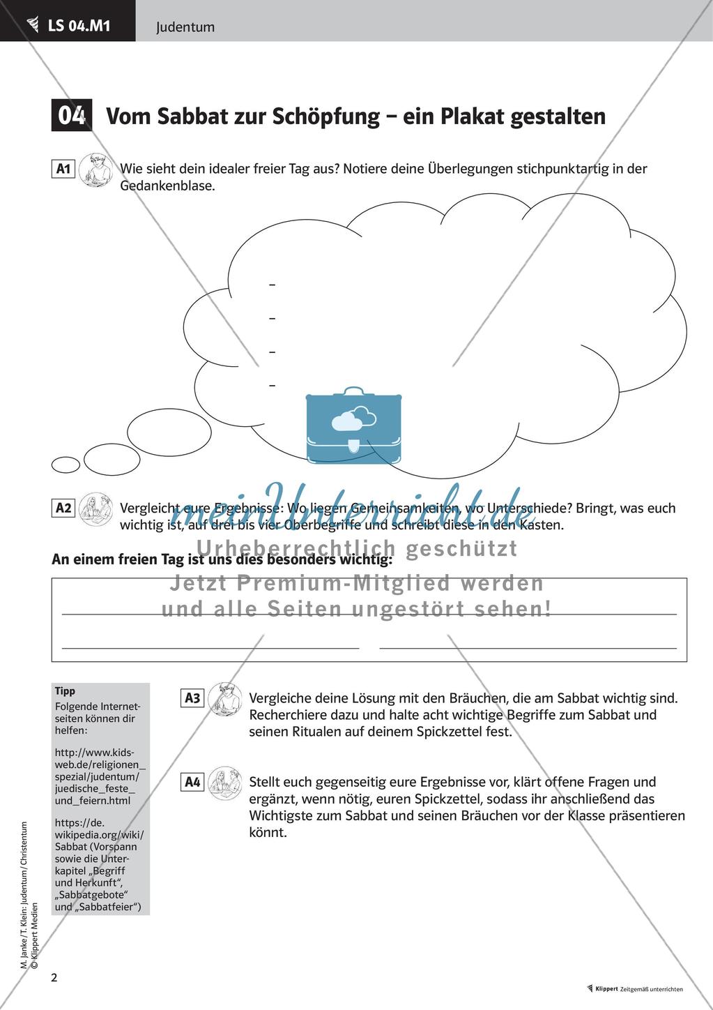 Fertige Unterrichtsstunden zum Judentum: Jüdische Geschichte, Sabbat, Tora Preview 4