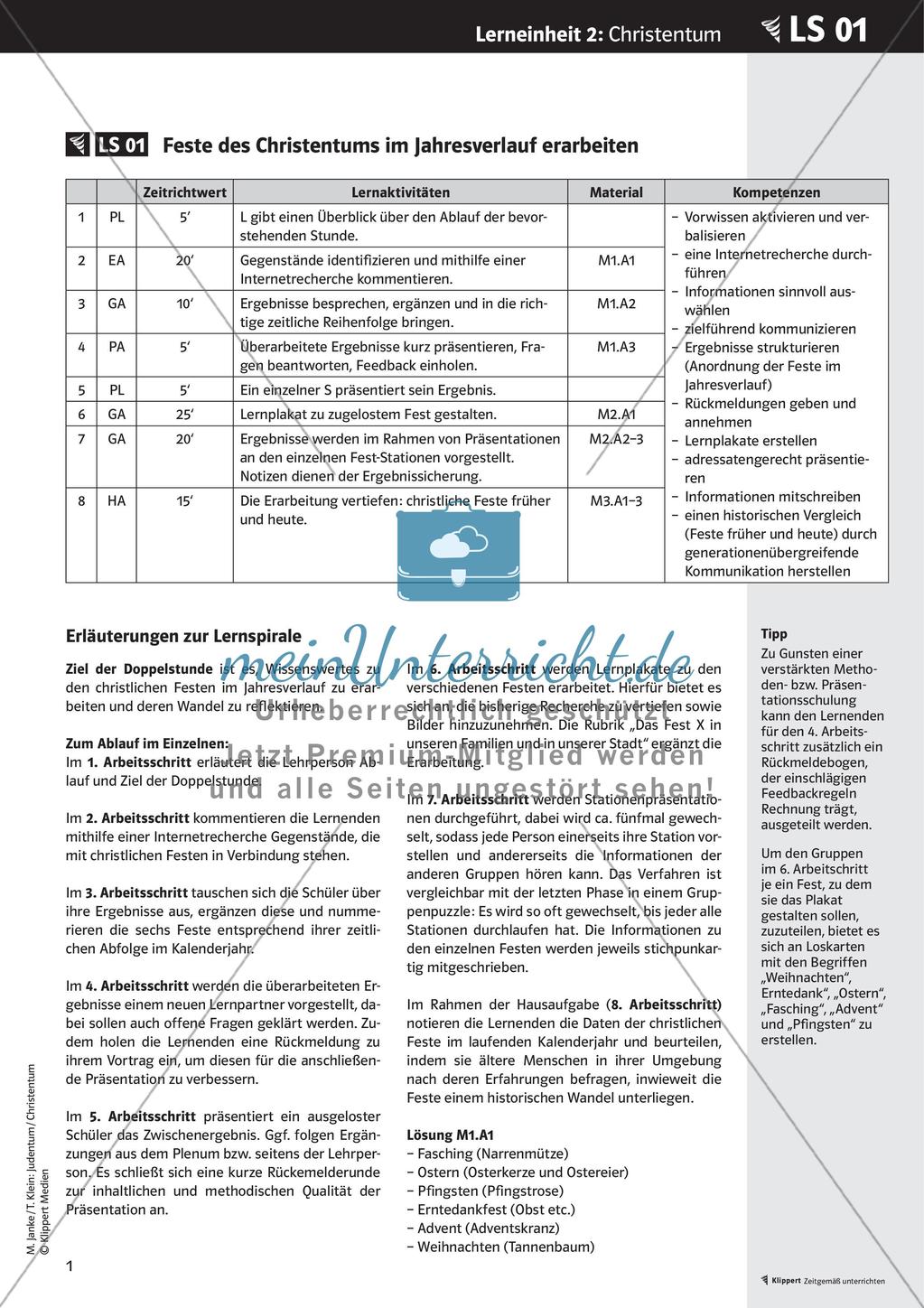 Fertige Unterrichtsstunde zum Christentum: Christlicher Festkreis Preview 3