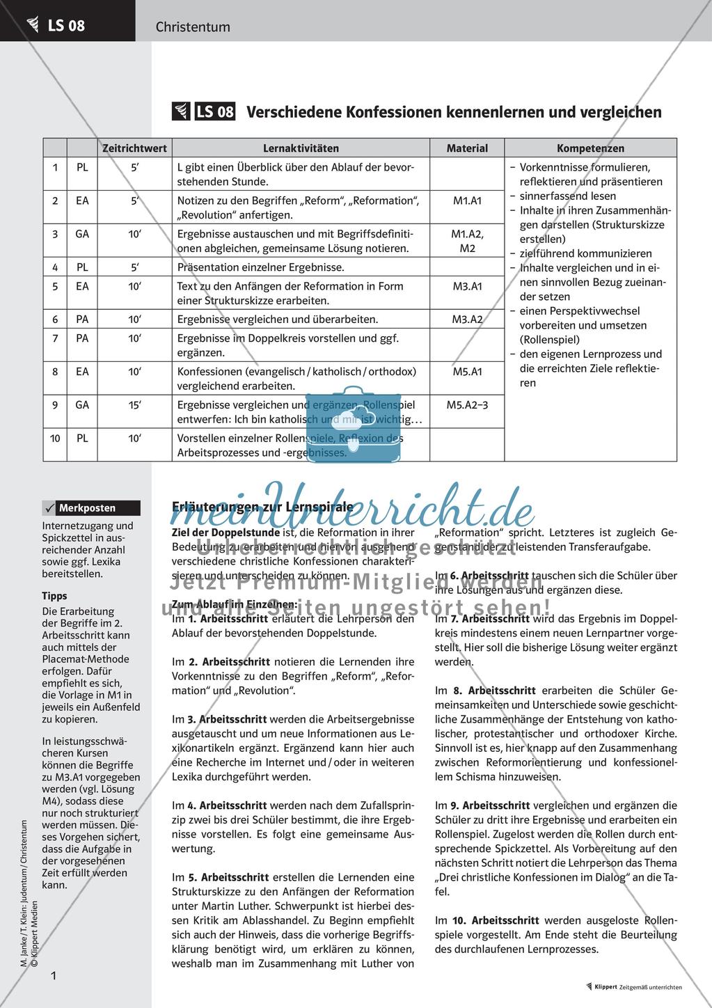 Fertige Unterrichtsstunden zum Christentum: Verschiedene Konfessionen vergleichen Preview 3
