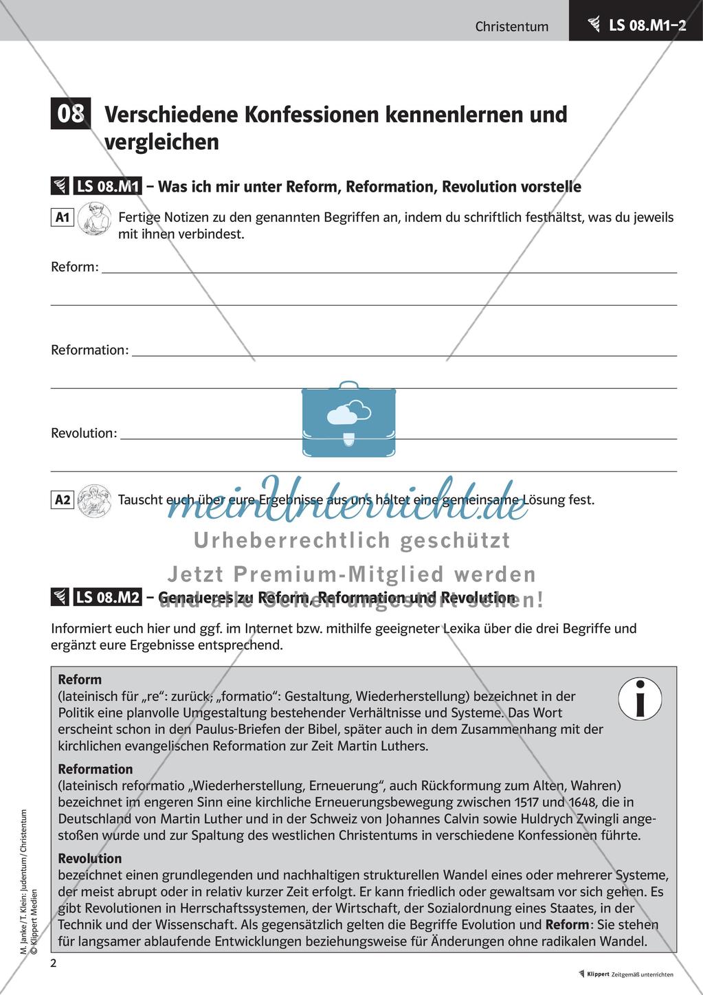 Fertige Unterrichtsstunden zum Christentum: Verschiedene Konfessionen vergleichen Preview 4