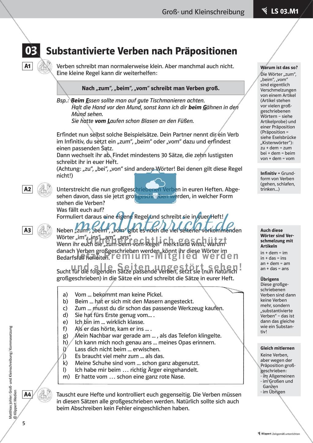 Fertige Stunden zu Groß- und Kleinschreibung: Substantive und substantivierte Verben Preview 7