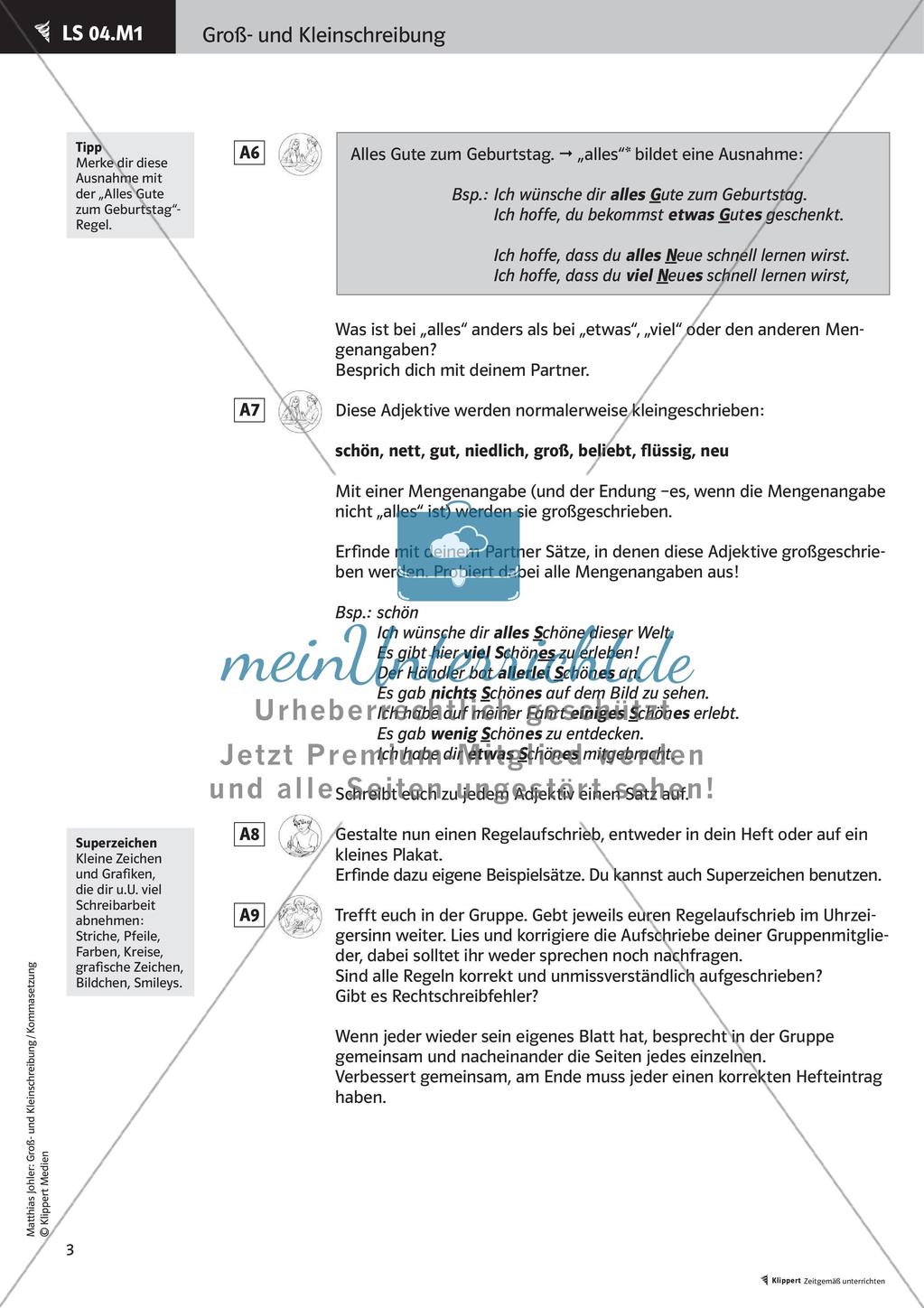 Fertige Stunden zu Groß- und Kleinschreibung: Unbestimmte Mengenangaben und Zeitangaben Preview 5