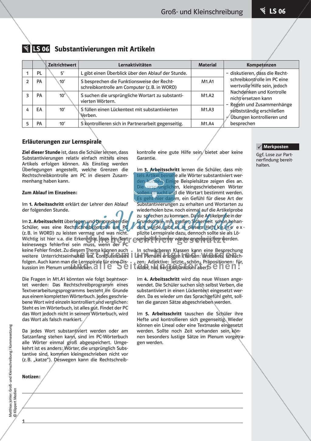 Fertige Stunden zu Groß- und Kleinschreibung: Substantivierungen mit Artikeln und Anredepronomen Preview 3