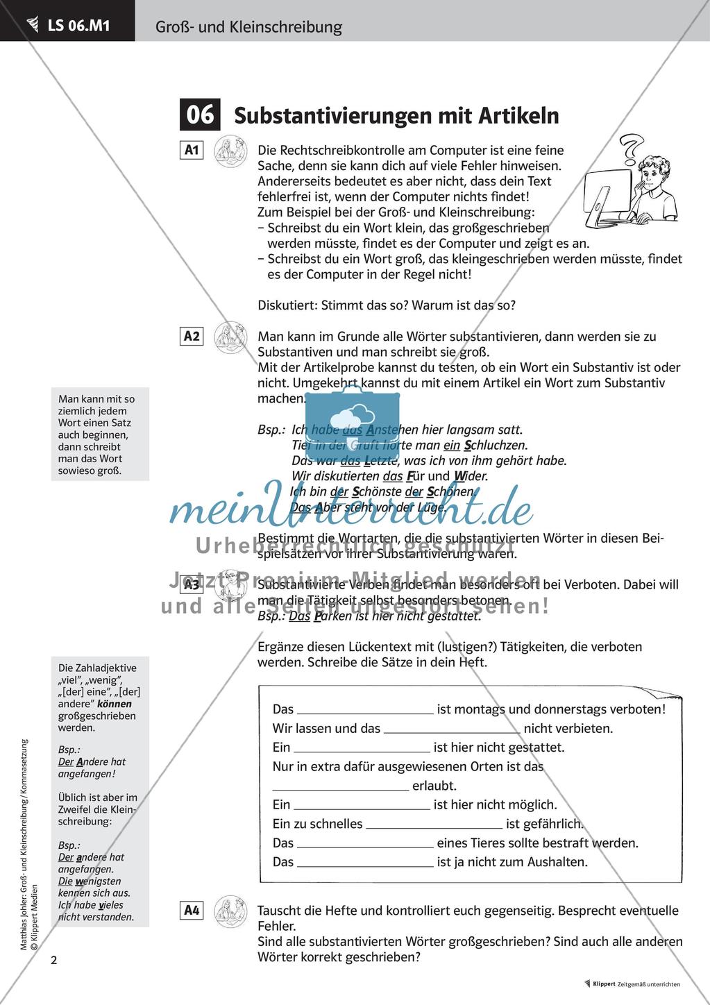 Fertige Stunden zu Groß- und Kleinschreibung: Substantivierungen mit Artikeln und Anredepronomen Preview 4