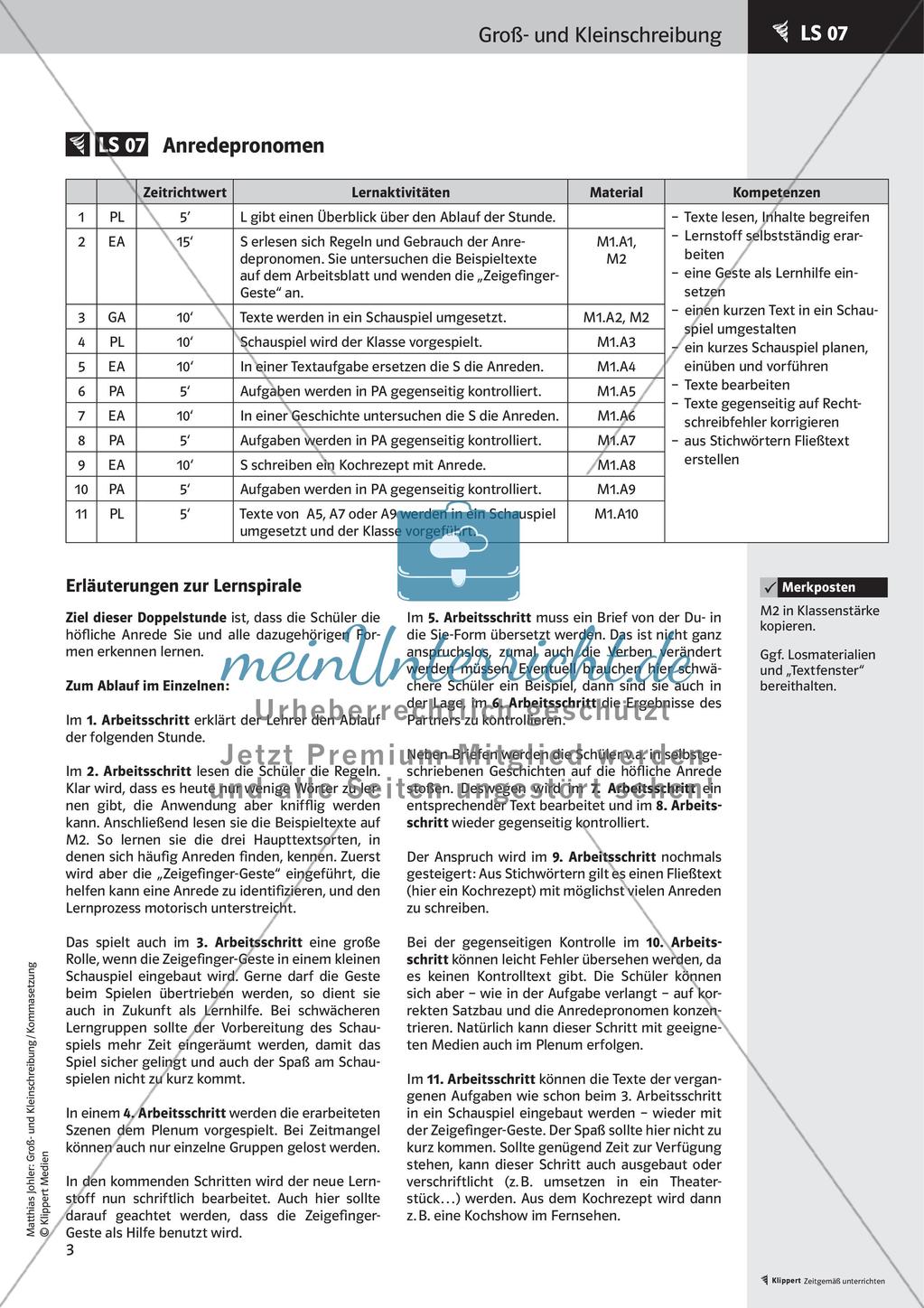 Fertige Stunden zu Groß- und Kleinschreibung: Substantivierungen mit Artikeln und Anredepronomen Preview 5