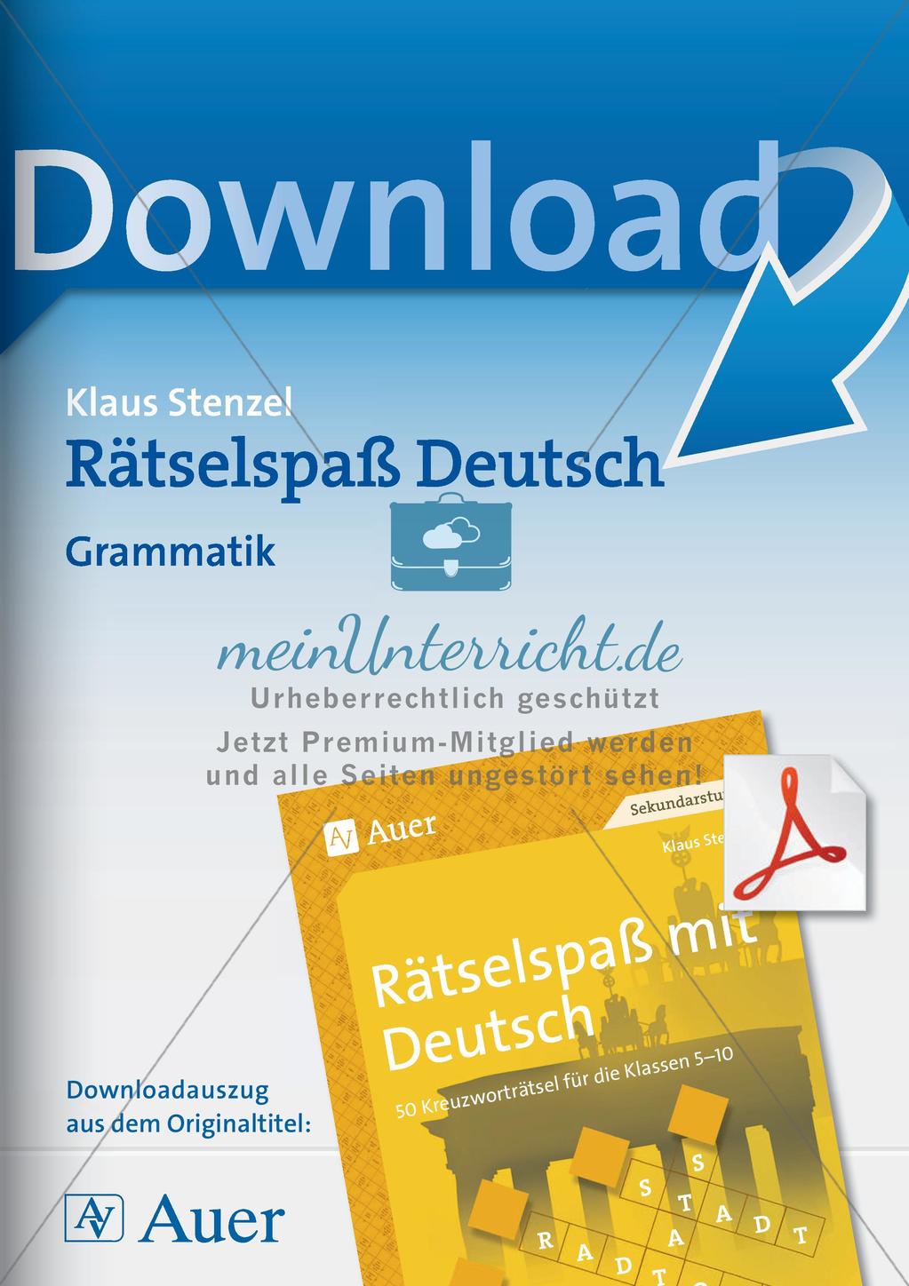 Kreuzworträtsel zu grammatischen Fachbegriffen Preview 1