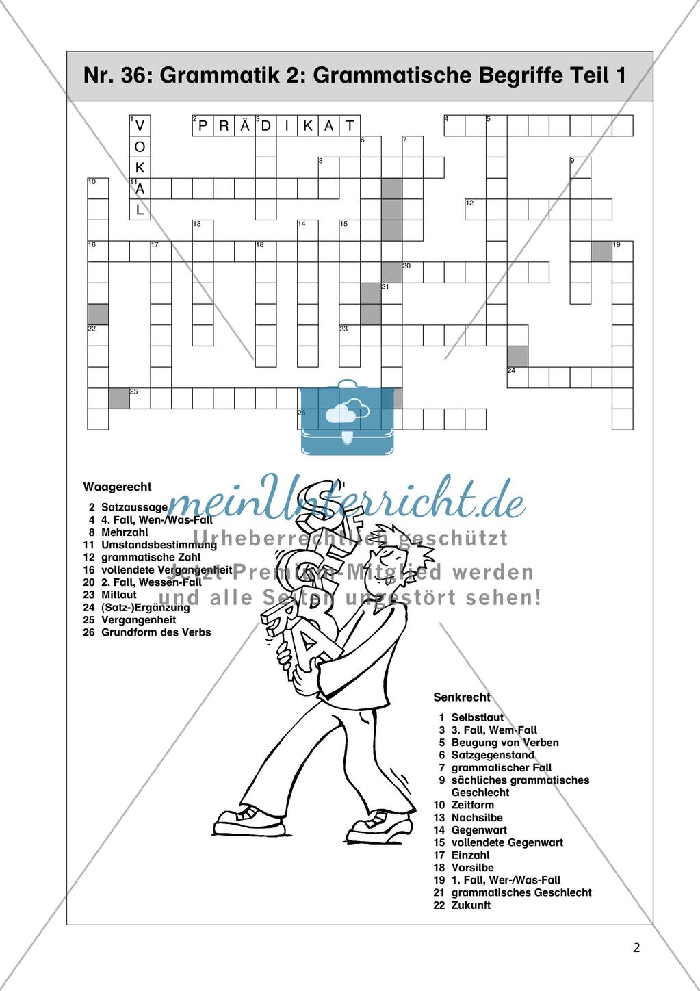 Kreuzworträtsel zu grammatischen Fachbegriffen Preview 4