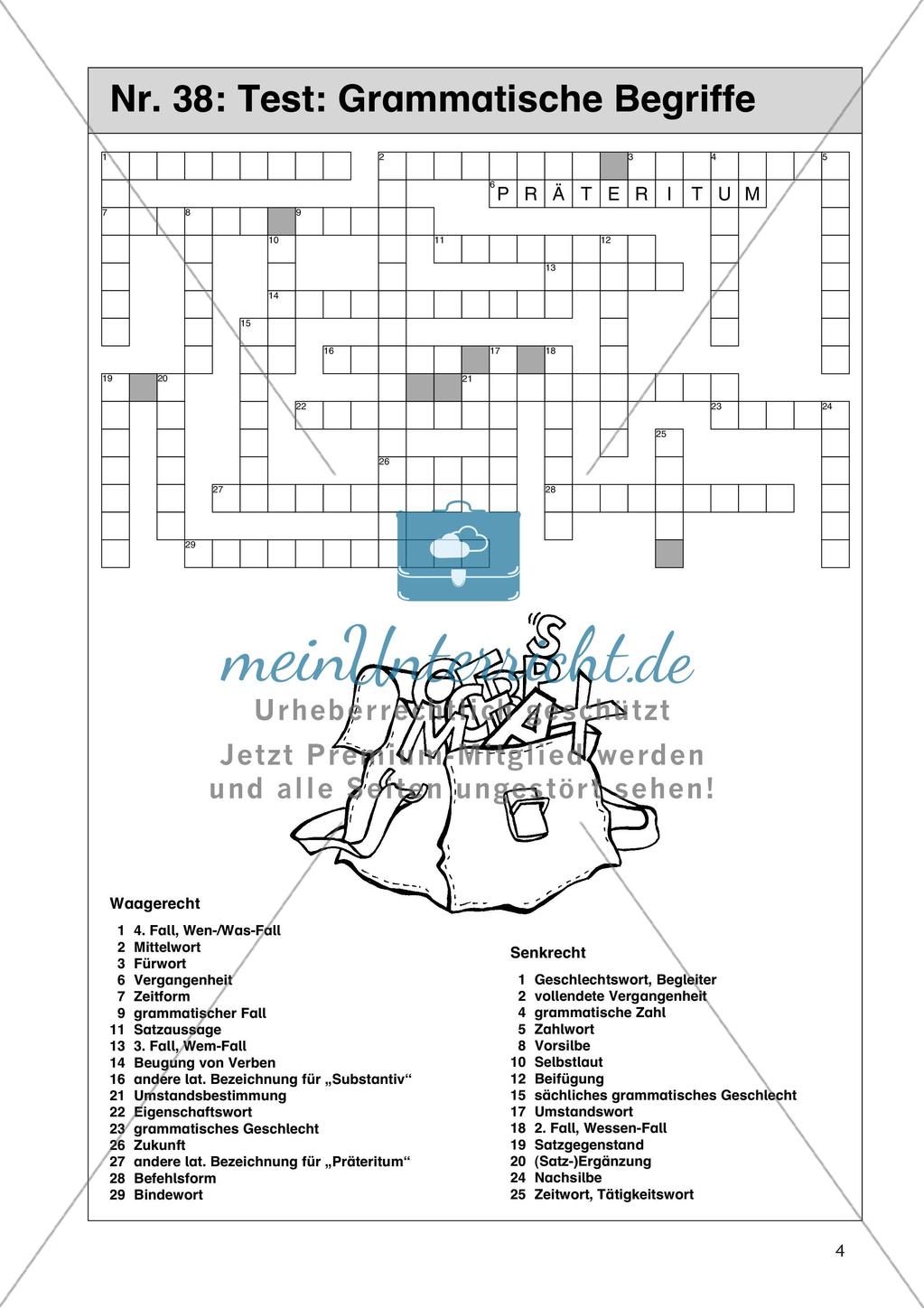 Kreuzworträtsel zu grammatischen Fachbegriffen Preview 6