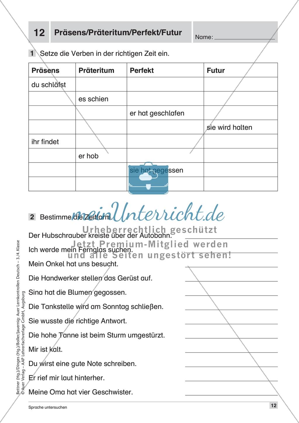 Lernkontrollen: Wortschatz und Tempus Preview 14