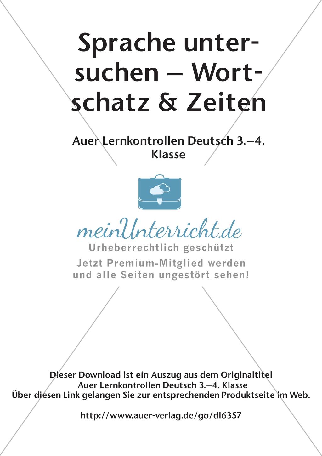 Lernkontrollen: Wortschatz und Tempus Preview 2