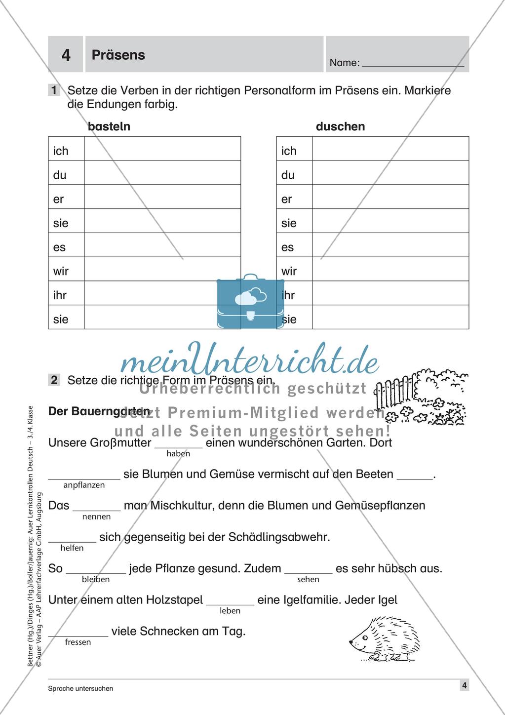 Lernkontrollen: Wortschatz und Tempus Preview 6