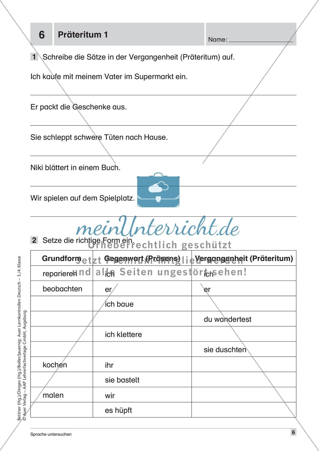 Lernkontrollen: Wortschatz und Tempus Preview 8