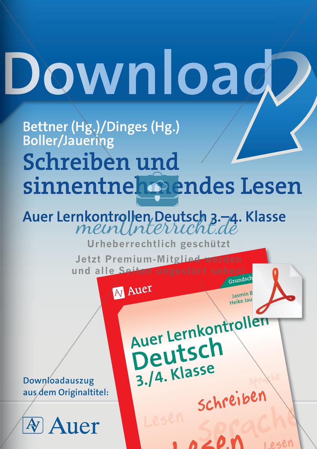 Lernkontrollen: Schreiben und sinnentnehmendes Lesen Preview 1