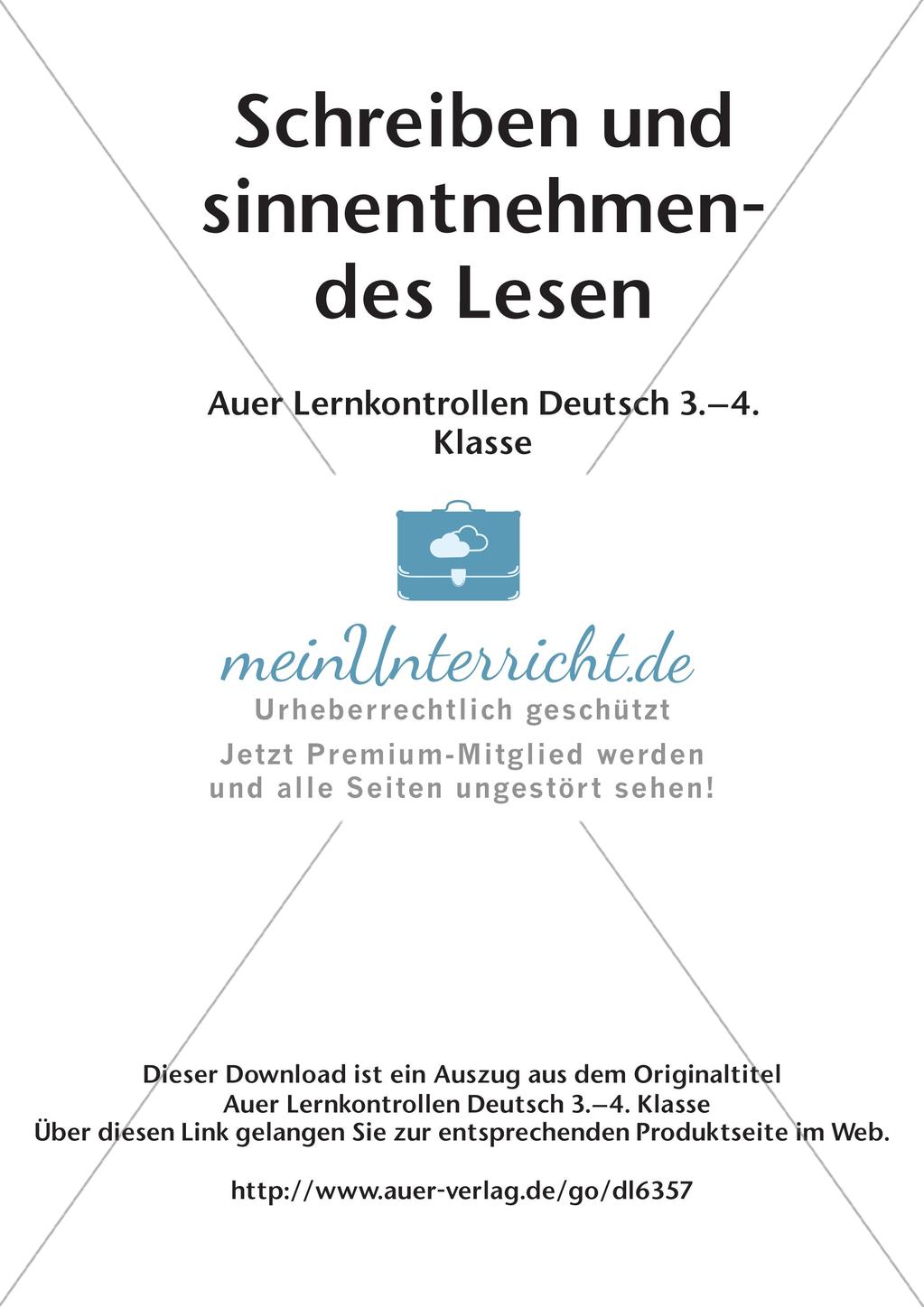Lernkontrollen: Schreiben und sinnentnehmendes Lesen Preview 2