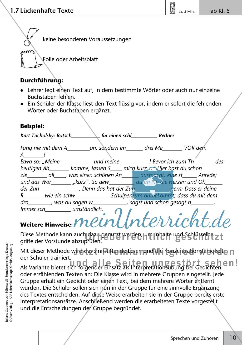 Unterrichtseinstiege zum Sprechen und Zuhören Preview 12