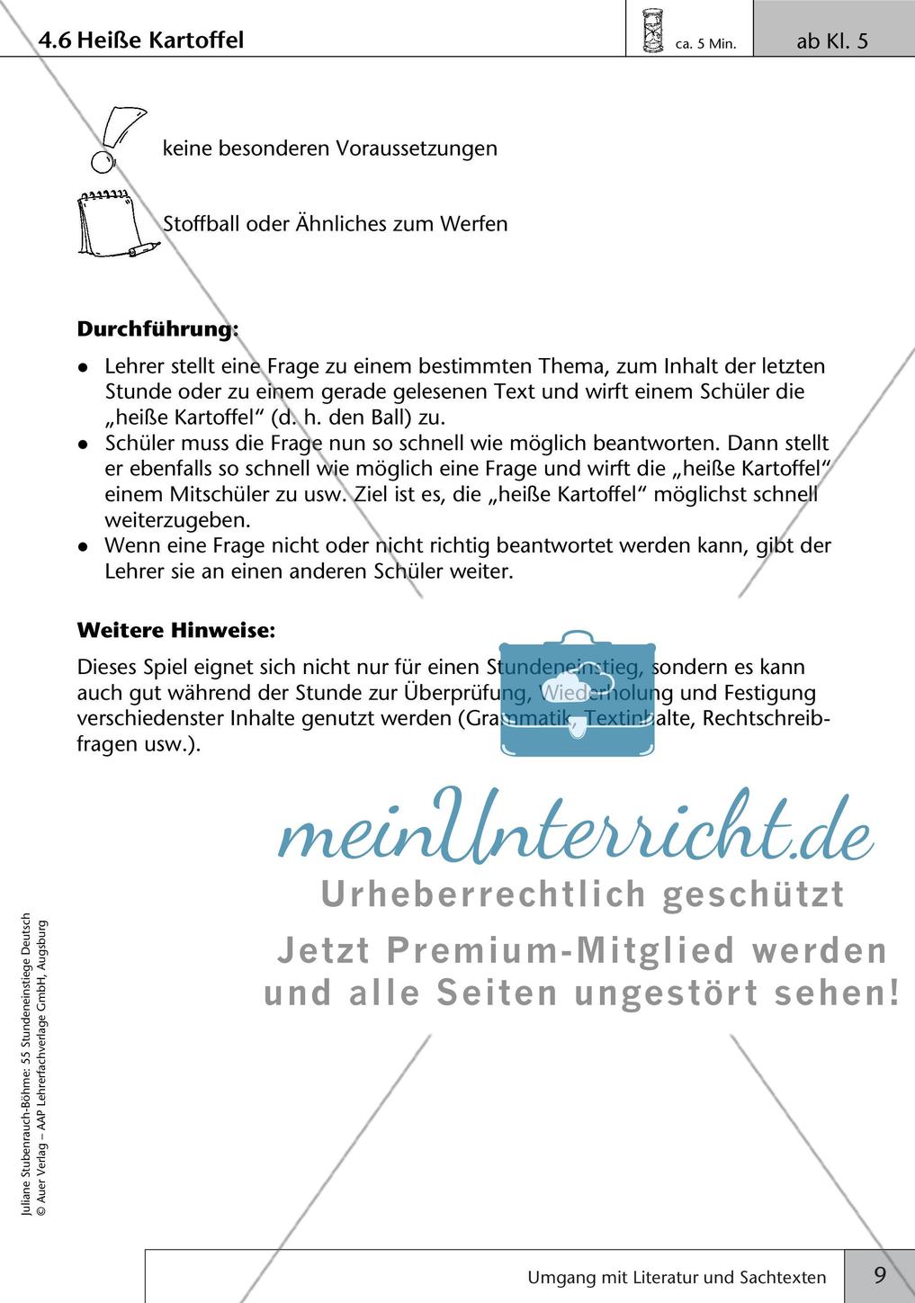 Unterrichtseinstiege: Umgang mit Literatur und Sachtexten Preview 11