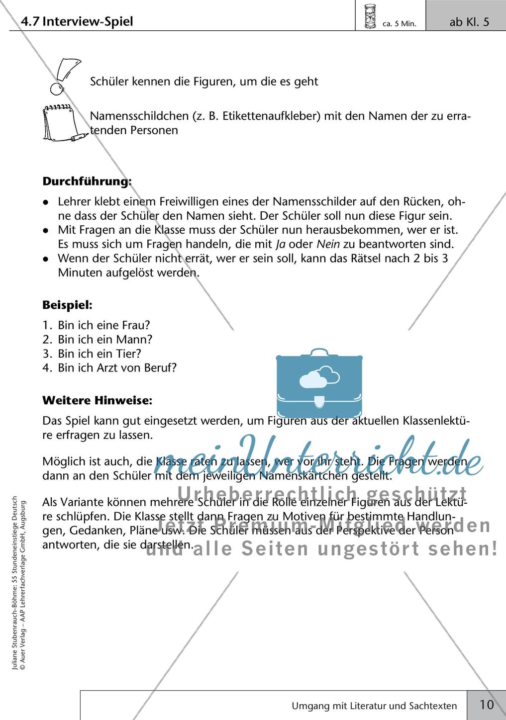 Unterrichtseinstiege: Umgang mit Literatur und Sachtexten Preview 12