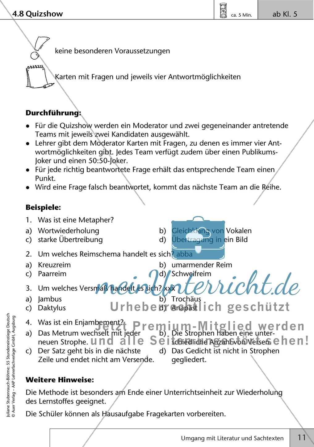 Unterrichtseinstiege: Umgang mit Literatur und Sachtexten Preview 13