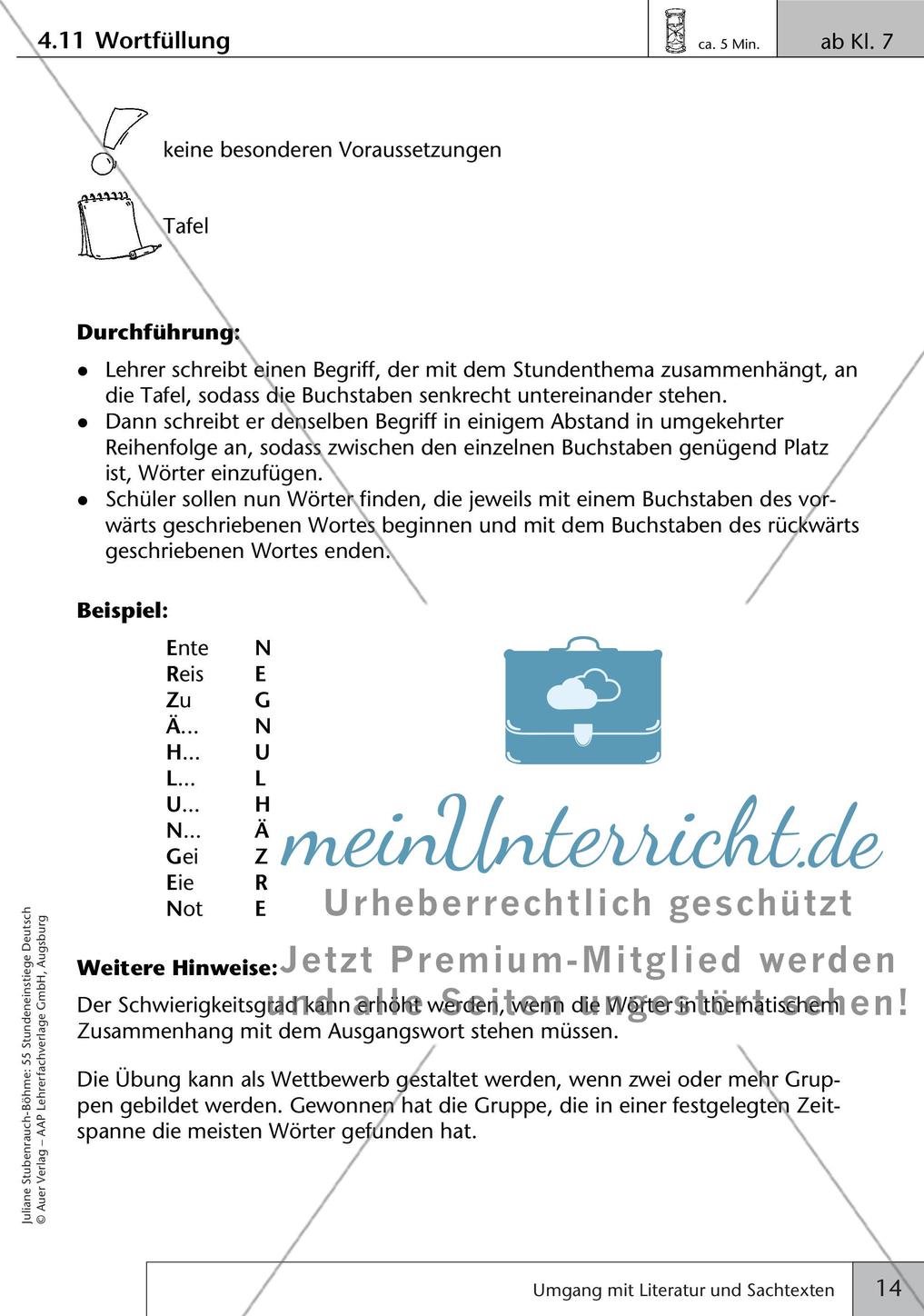 Unterrichtseinstiege: Umgang mit Literatur und Sachtexten Preview 16