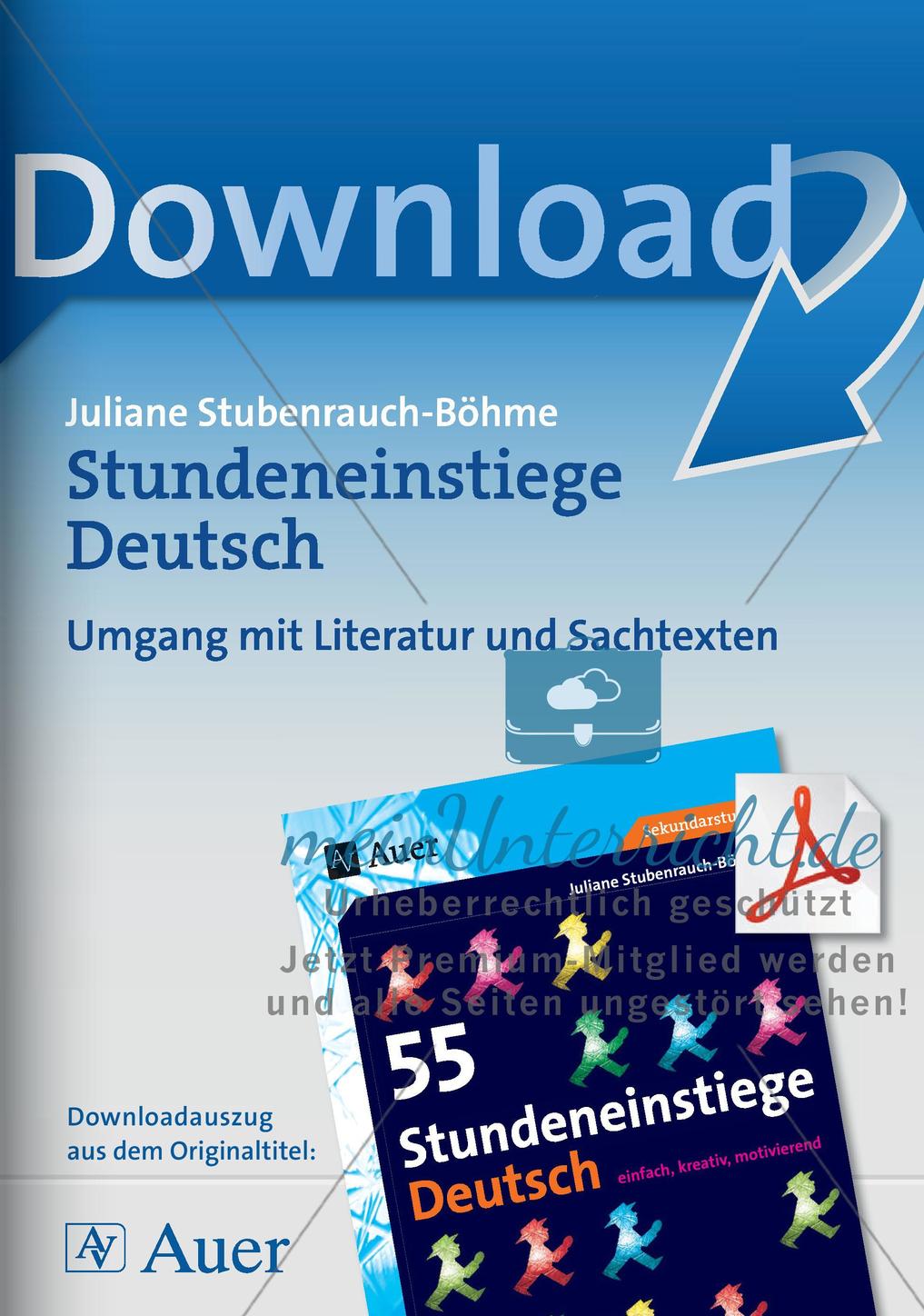 Unterrichtseinstiege: Umgang mit Literatur und Sachtexten Preview 1