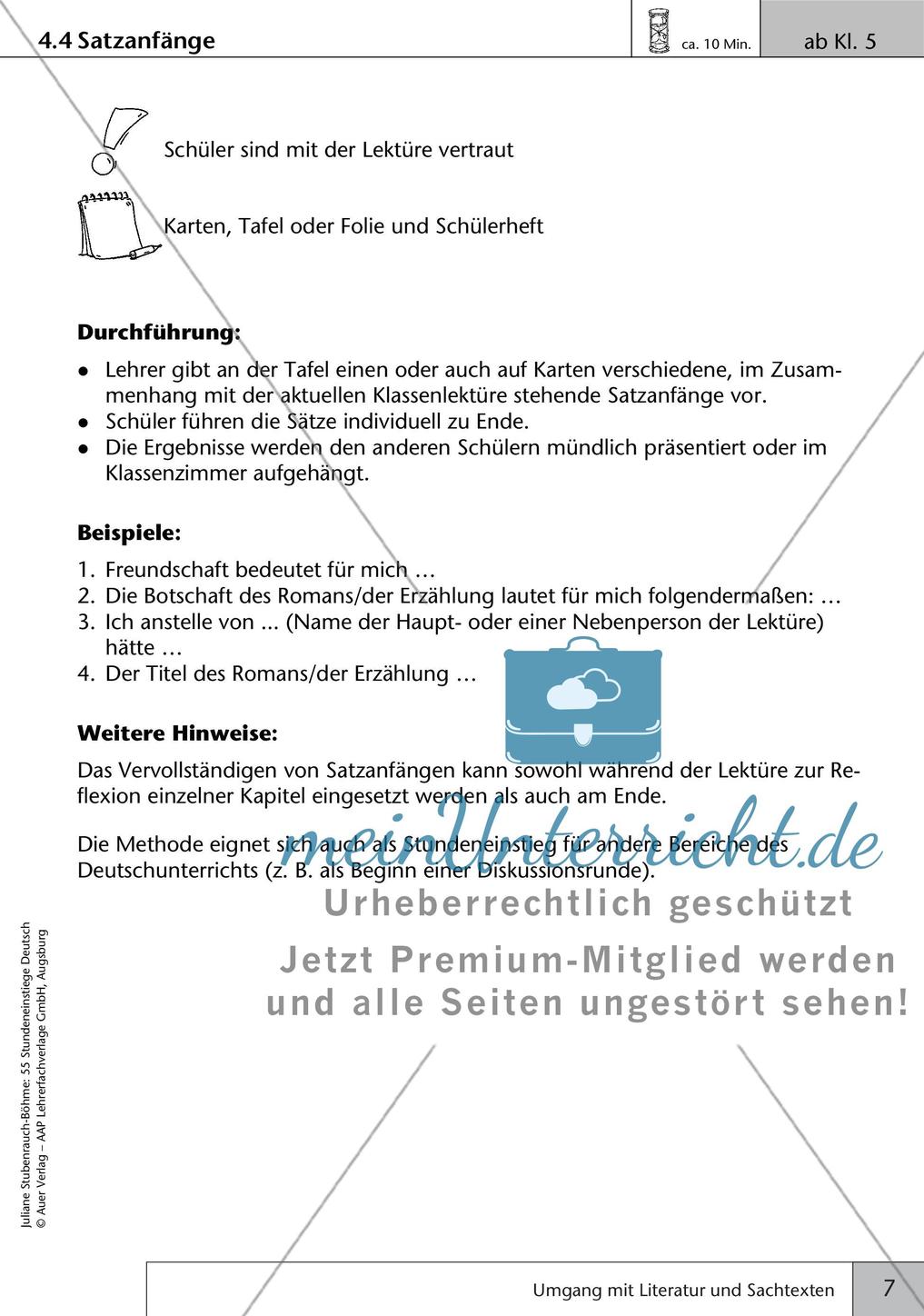 Unterrichtseinstiege: Umgang mit Literatur und Sachtexten Preview 9