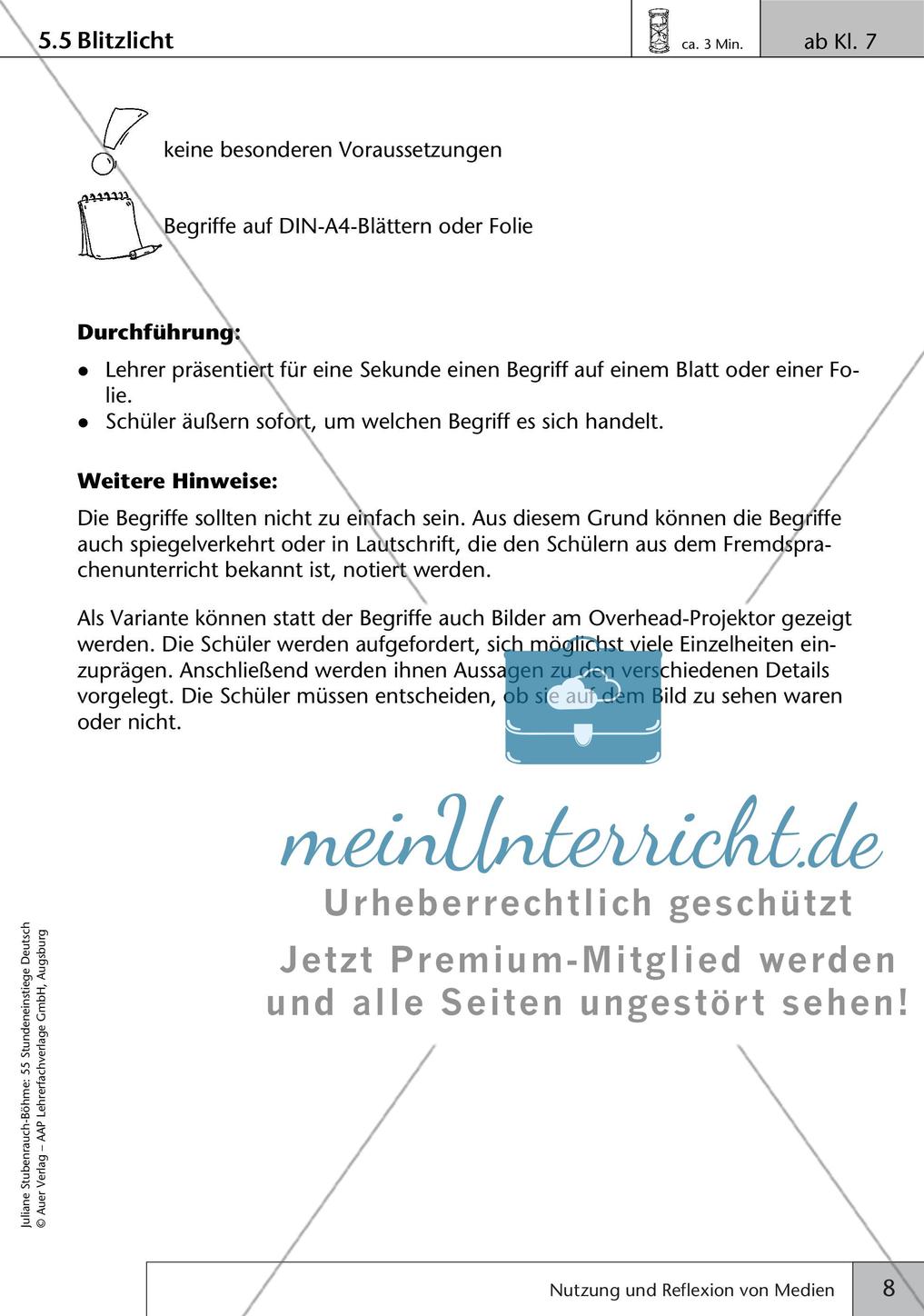 Stundeneinstiege: Nutzung und Reflexion von Medien Preview 10