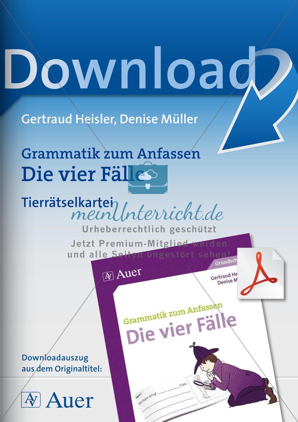 Die vier Fälle - Tierrätselkartei Preview 1