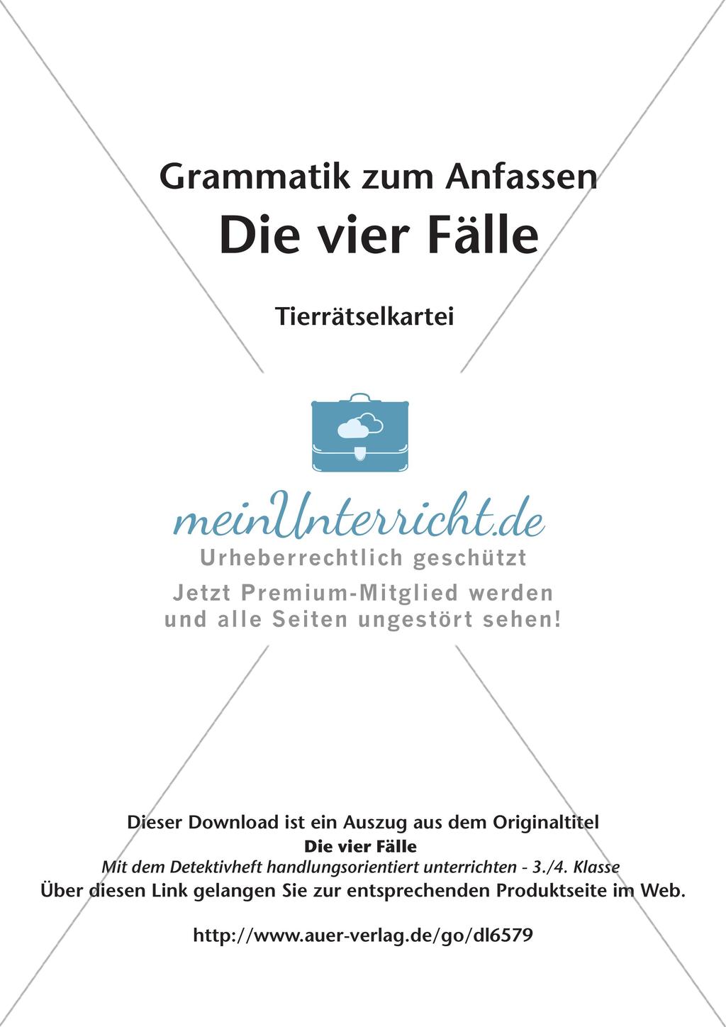 Die vier Fälle - Tierrätselkartei Preview 2