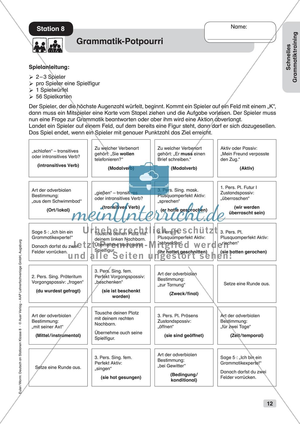 Gemischte Grammatikübungen Preview 14