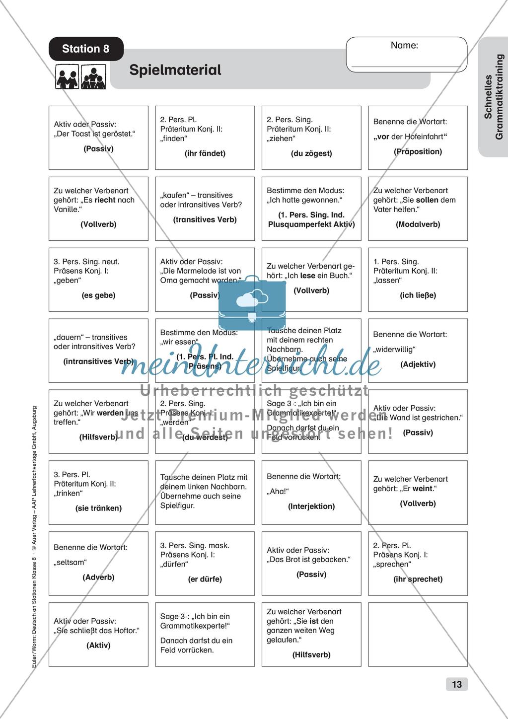 Gemischte Grammatikübungen Preview 15