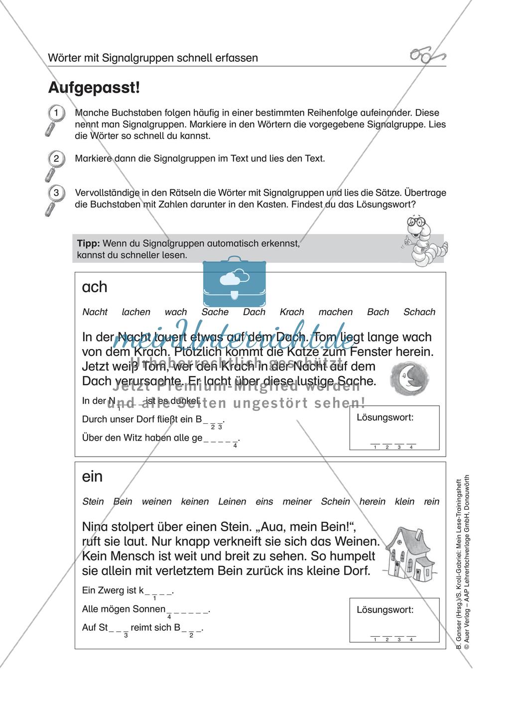 Übungen zur Lesefertigkeit bei LRS Preview 12