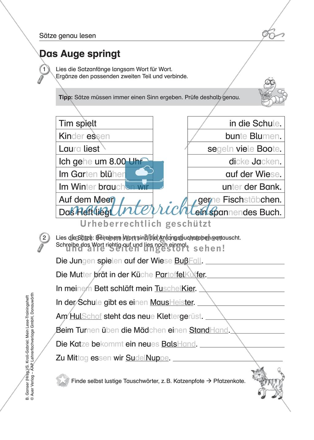 Übungen zur Lesefertigkeit bei LRS Preview 17