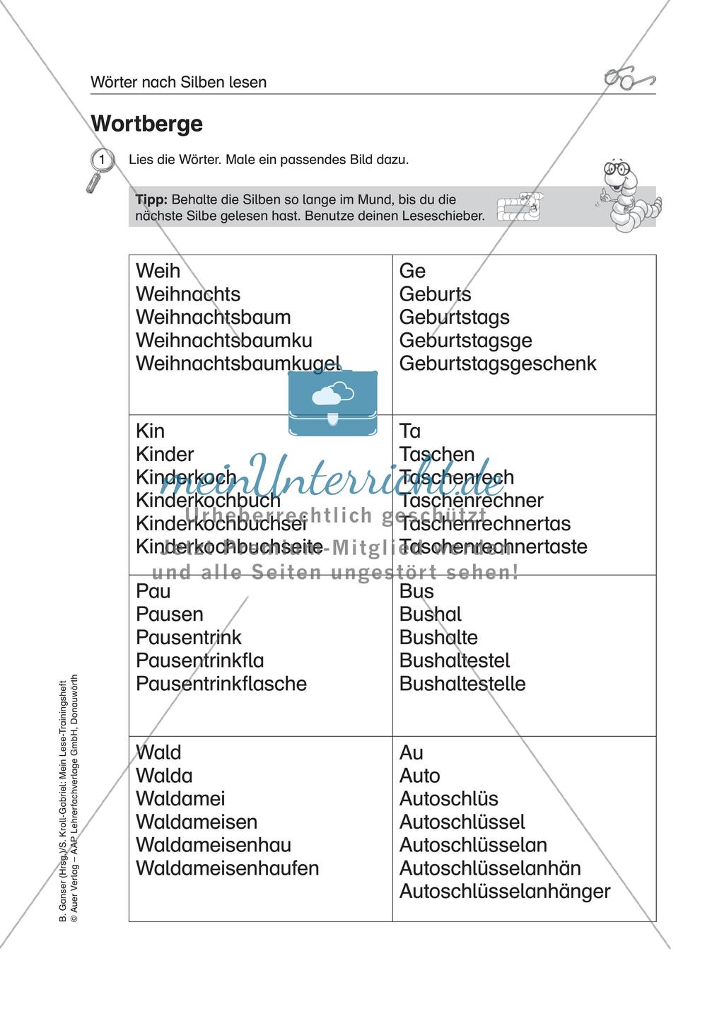 Übungen zur Lesefertigkeit bei LRS Preview 7