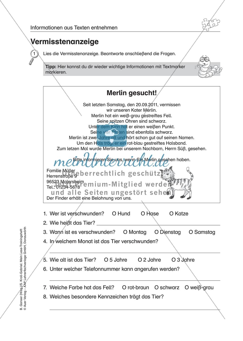 Übungen zur Sinnentnahme bei LRS Preview 21