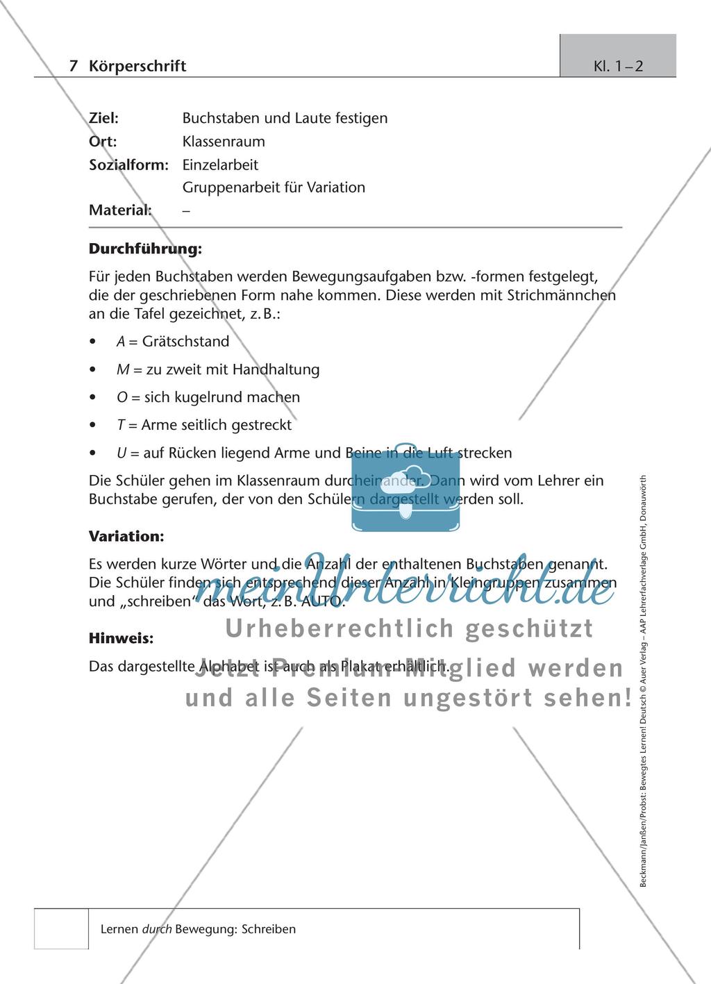 Bewegtes Lernen: Schreiben Preview 6