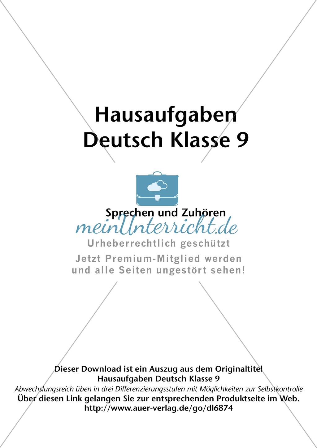 Hausaufgaben: Sprechen und Zuhören Preview 2
