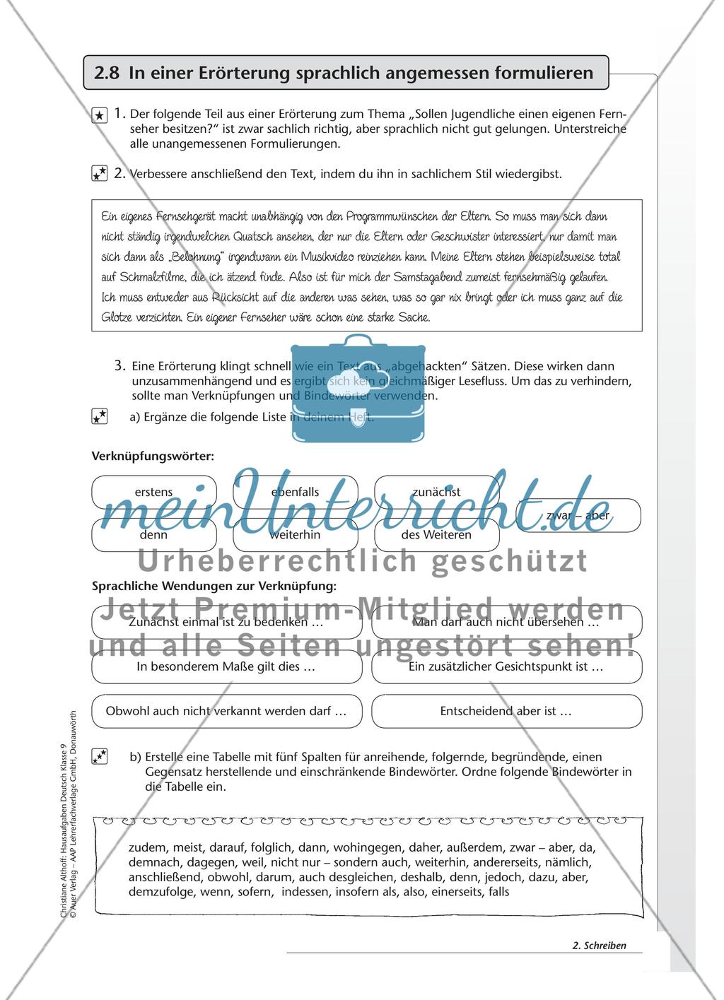Hausaufgaben: Schreiben Preview 8