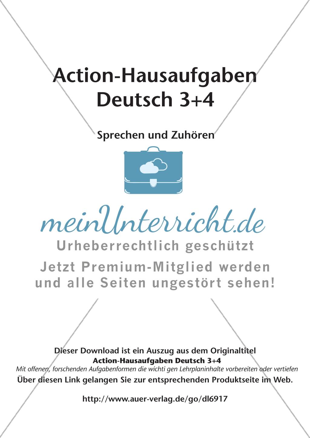 Bewegte Hausaufgaben: Sprechen und Zuhören Preview 2
