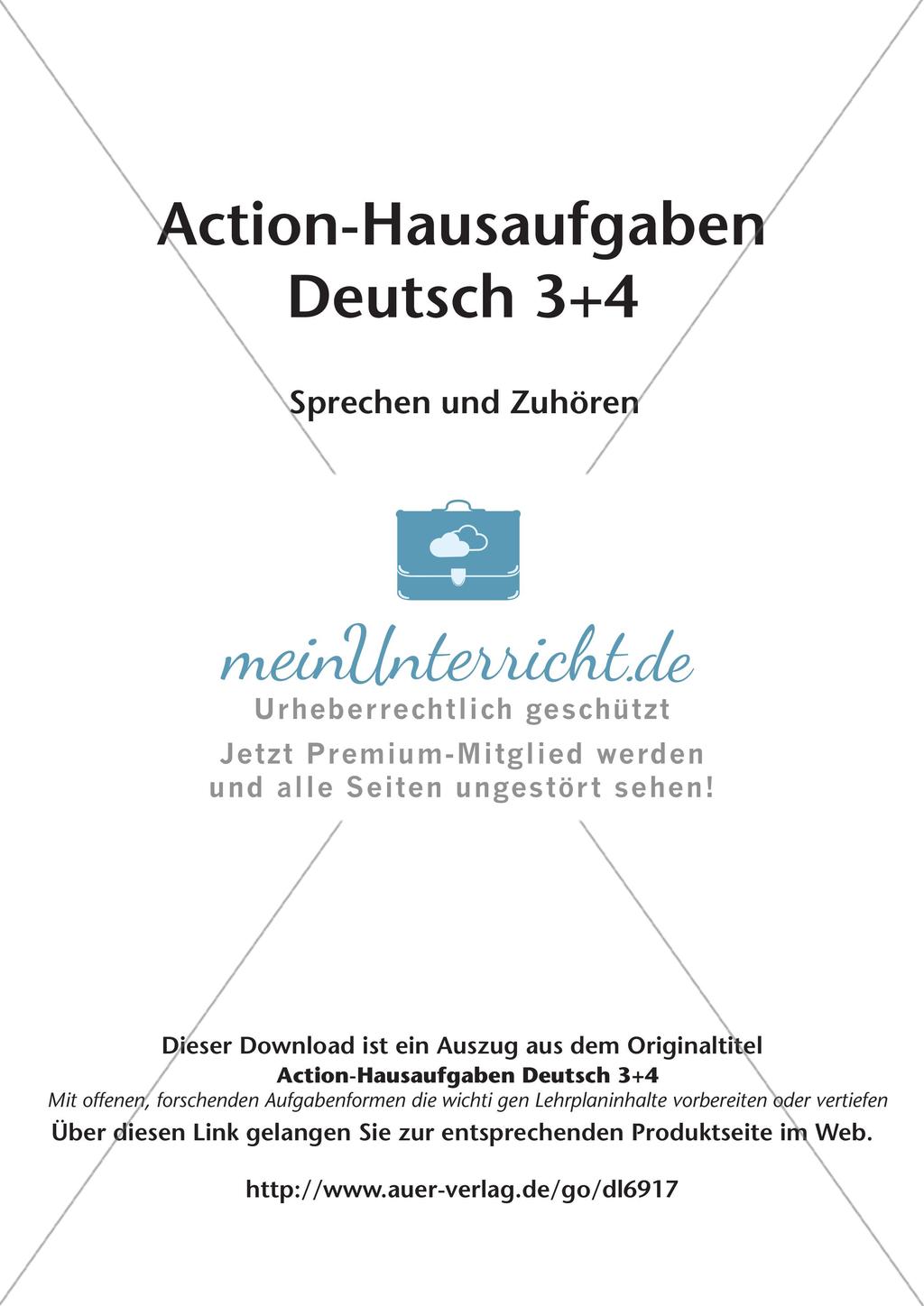 Bewegte Hausaufgaben: Sprechen und Zuhören Preview 2