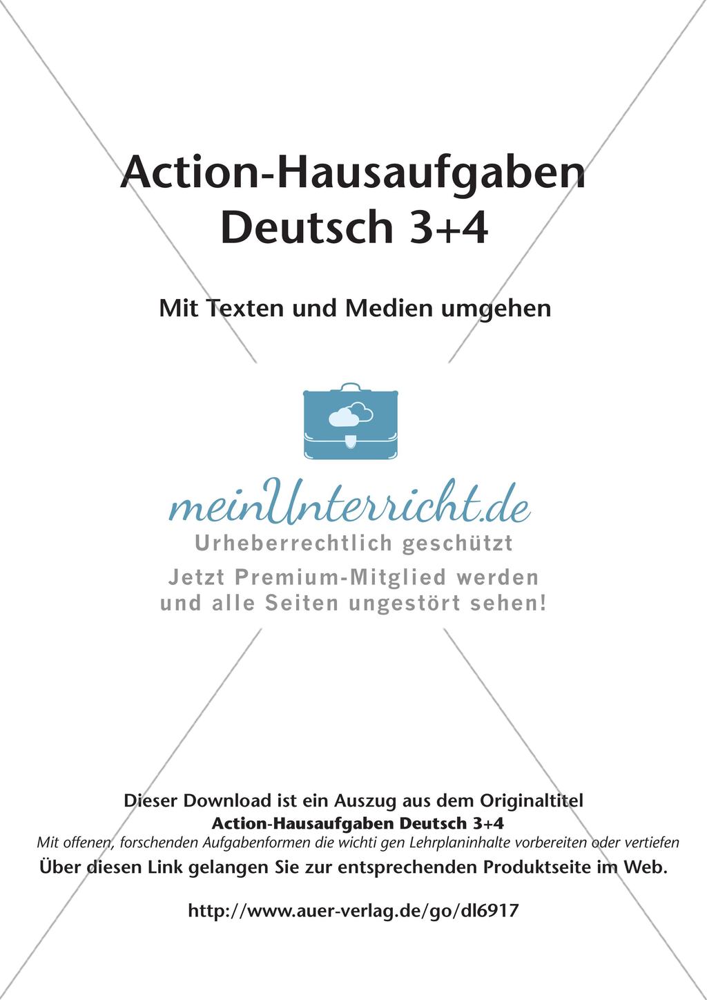 Bewegte Hausaufgaben: Mit Texten und Medien umgehen Preview 2