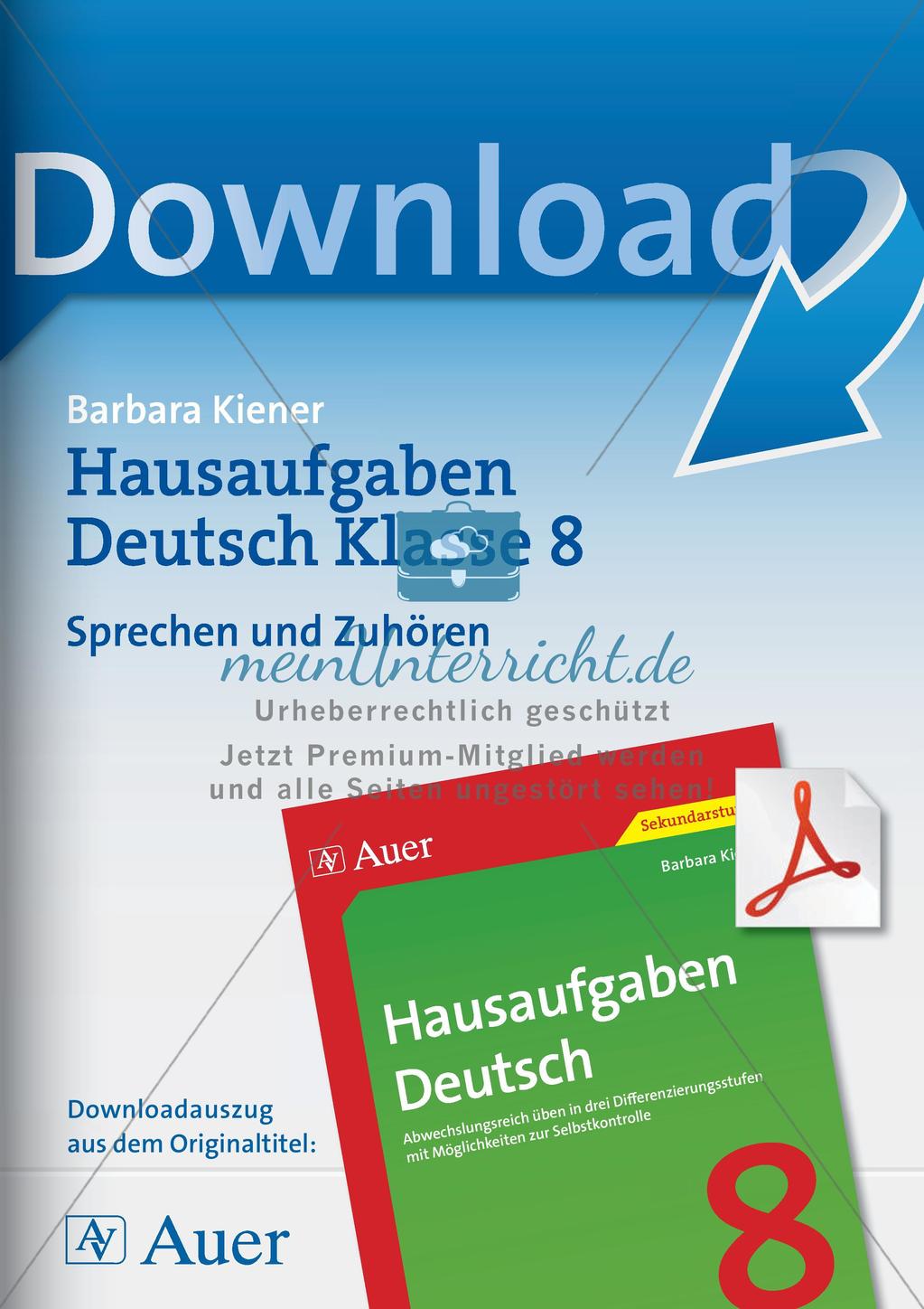 Hausaufgaben: Sprechen und Zuhören Preview 1