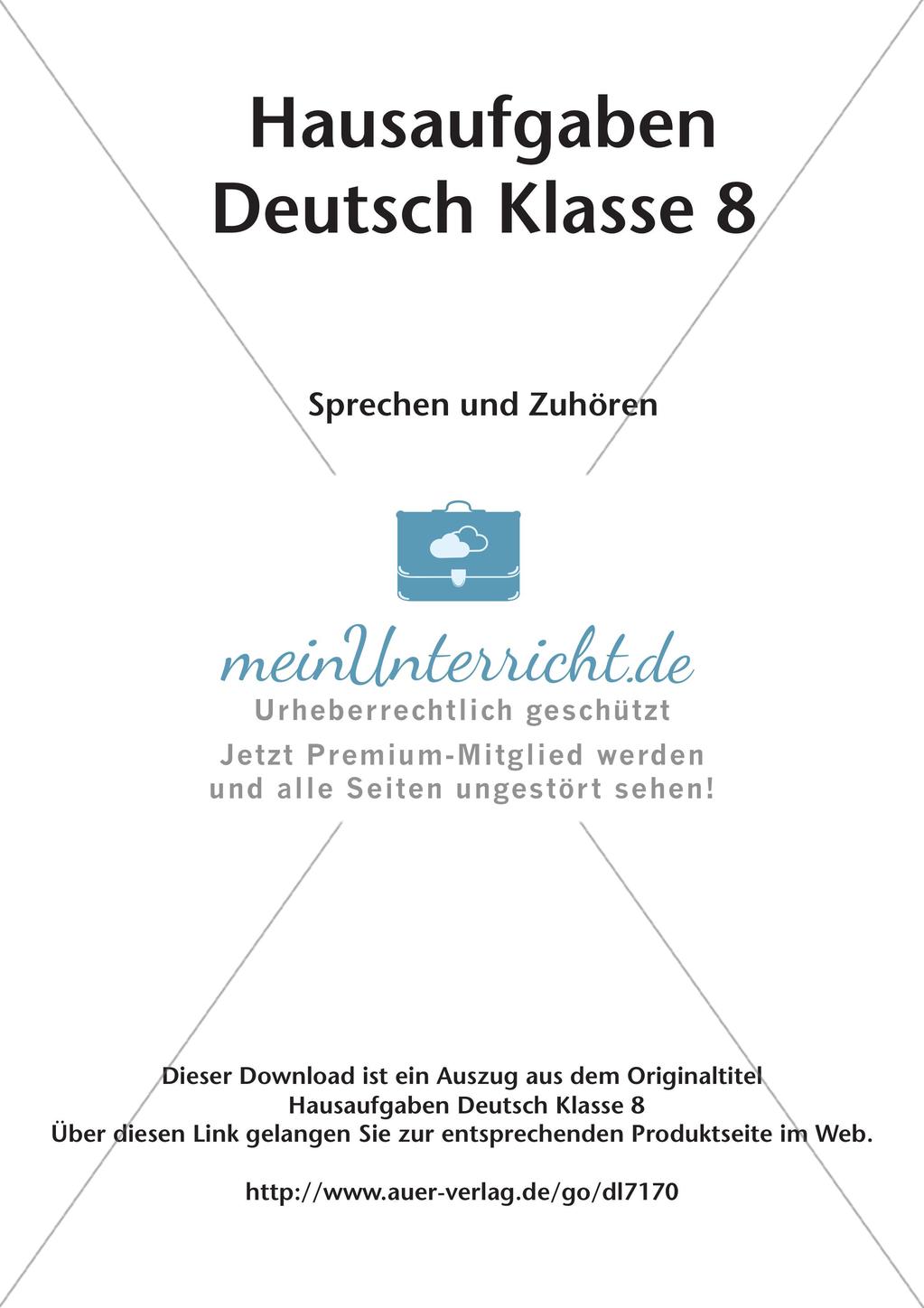 Hausaufgaben: Sprechen und Zuhören Preview 2